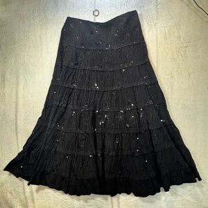 Vintage Jessica Corduroy Skirt Womens Size 6 Black Squins Whimisgoth Boho NWT
